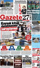 Gazete27 gazetesi 1. sayfa