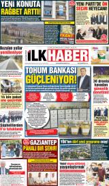 Gaziantep İlk Haber gazetesi 1. sayfa