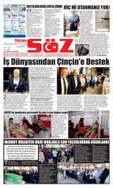 Hatay Söz gazetesi 1. sayfa