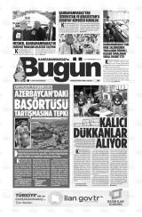 Kahramanmaraş'ta Bugün gazetesi 1. sayfa