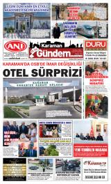 Karaman Gündem gazetesi 1. sayfa