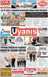 Karamanda Uyanış gazetesi 1. sayfa