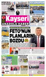 Kayseri Anadolu Haber gazetesi 1. sayfa