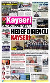 Kayseri Anadolu Haber gazetesi 1. sayfa