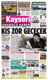 Kayseri Anadolu Haber gazetesi 1. sayfa