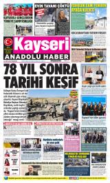 Kayseri Anadolu Haber gazetesi 1. sayfa