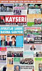 Kayseri Gerçek Haber gazetesi 1. sayfa