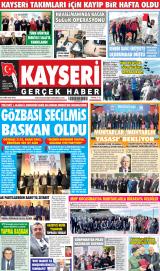 Kayseri Gerçek Haber gazetesi 1. sayfa