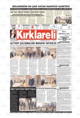 Kırklareli gazetesi 1. sayfa