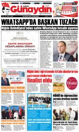 Niğde Günaydın gazetesi 1. sayfa