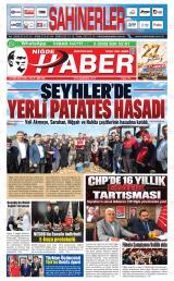 Niğde Haber gazetesi 1. sayfa