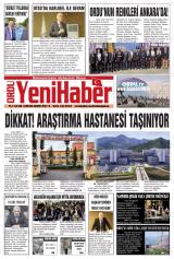 Ordu Yeni Haber gazetesi 1. sayfa