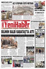 Ordu Yeni Haber gazetesi 1. sayfa
