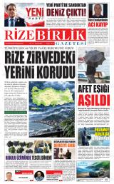 Rize Birlik gazetesi 1. sayfa