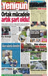Sakarya Yenigün gazetesi 1. sayfa