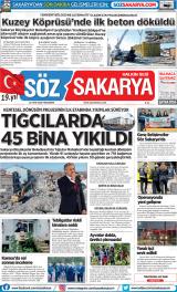 Söz Sakarya gazetesi 1. sayfa