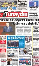 Tünaydın gazetesi 1. sayfa