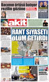 Yeni Akit gazetesi 1. sayfa