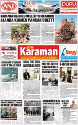 Yeni Karaman gazetesi 1. sayfa