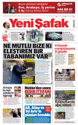 Yeni Şafak gazetesi 1. sayfa