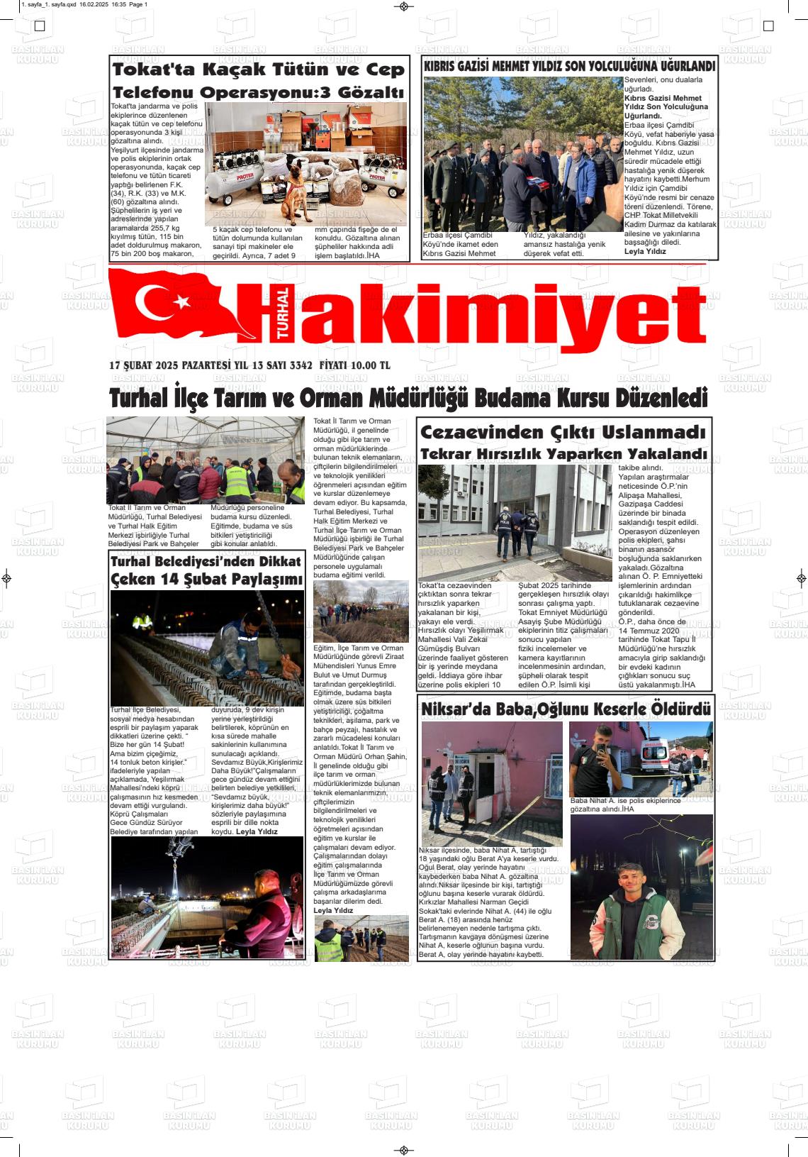 TURHAL HAKİMİYET Gazetesi