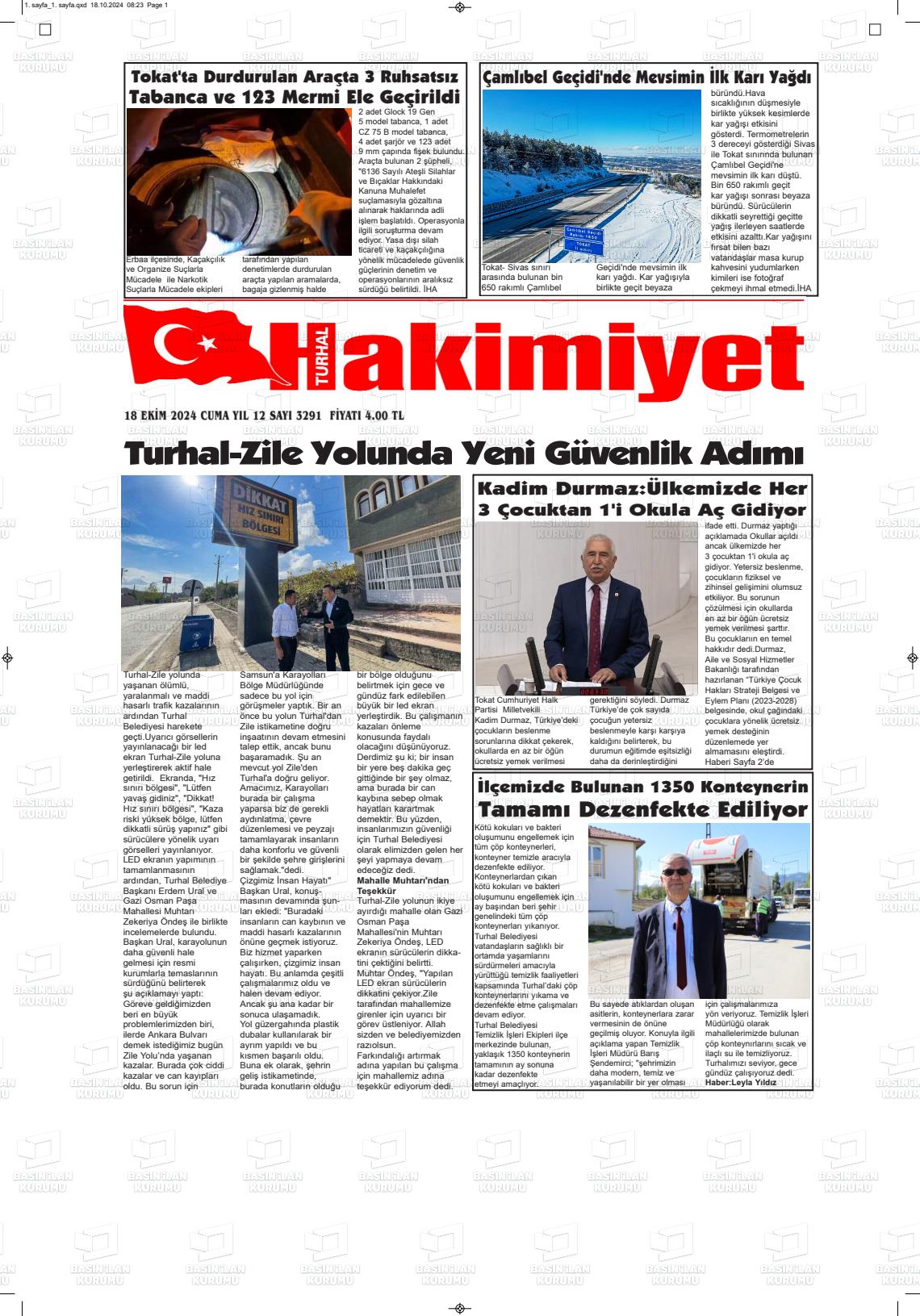 TURHAL HAKİMİYET Gazetesi