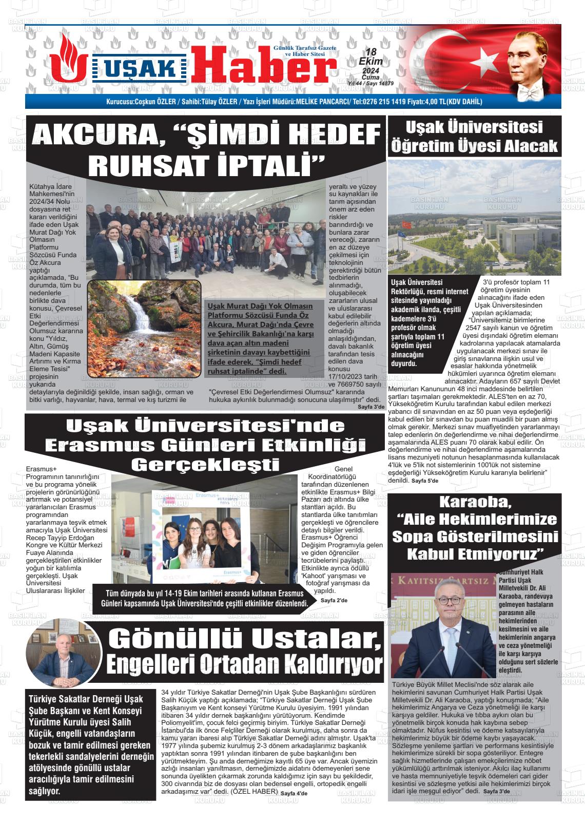 UŞAK HABER Gazetesi