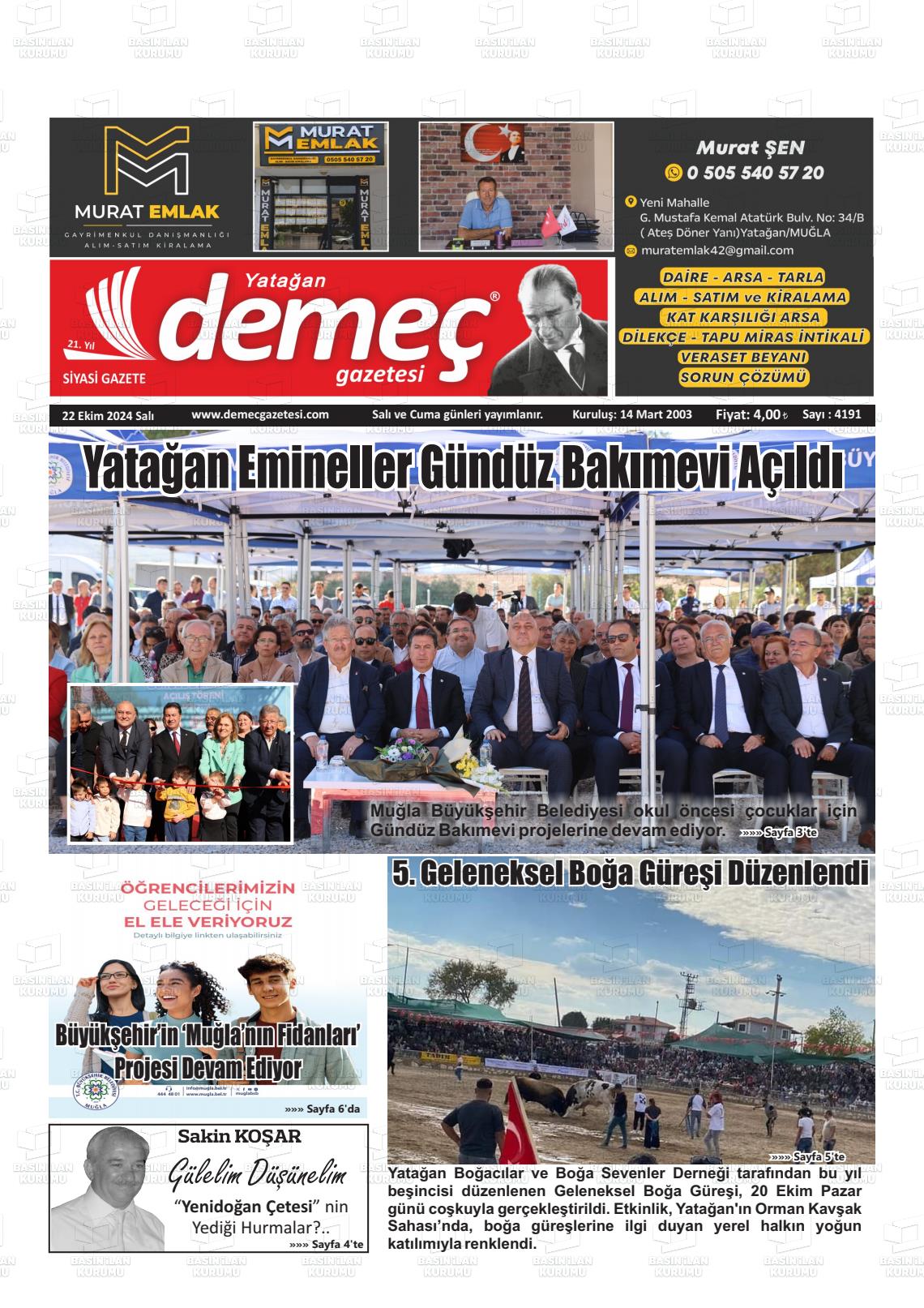 YATAĞAN DEMEÇ Gazetesi