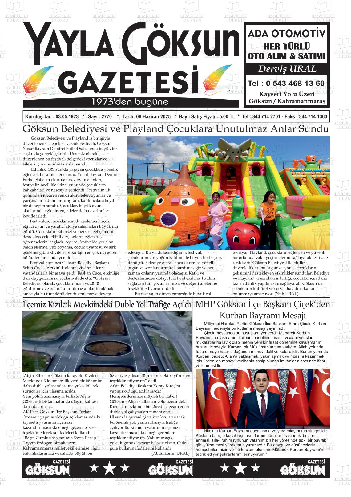 YAYLA GÖKSUN Gazetesi