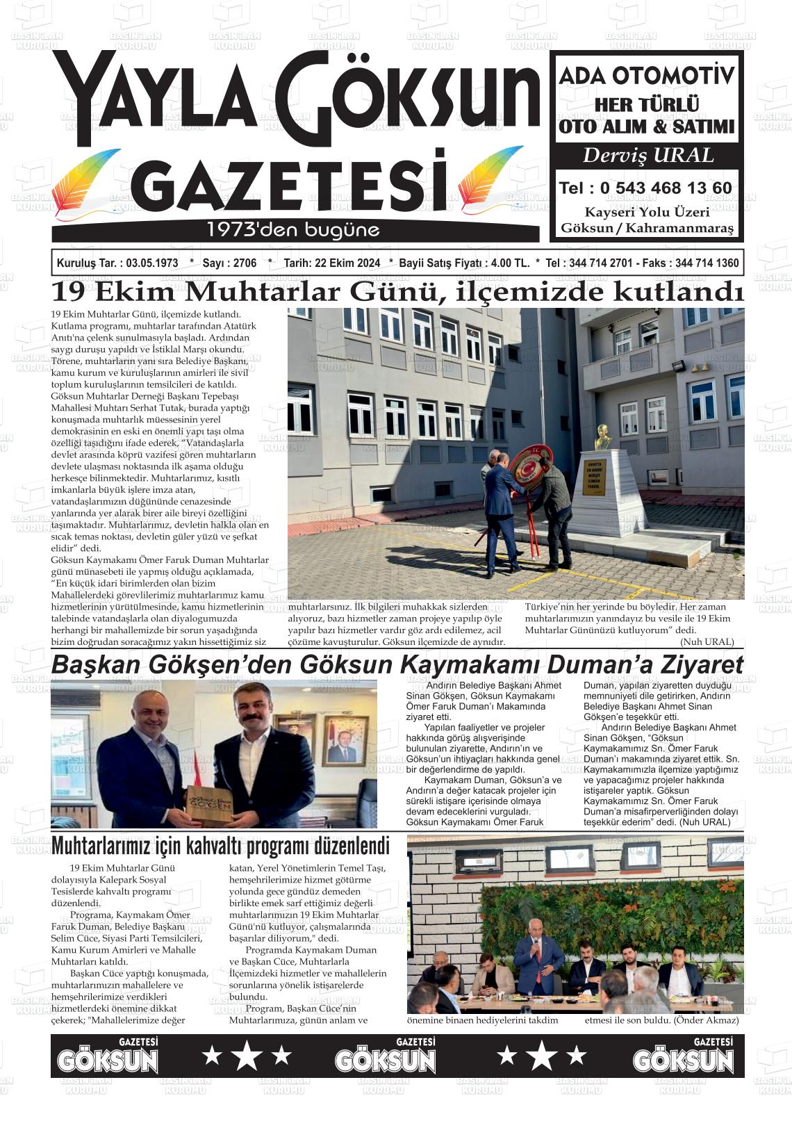 YAYLA GÖKSUN Gazetesi