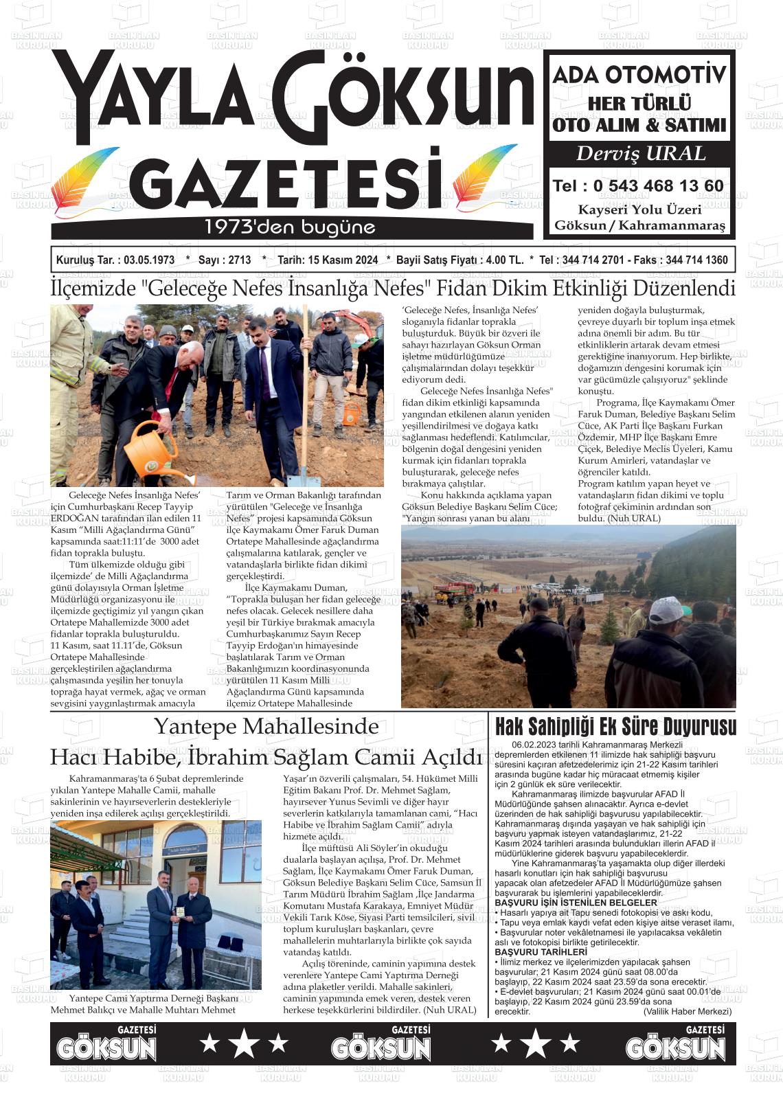 YAYLA GÖKSUN Gazetesi