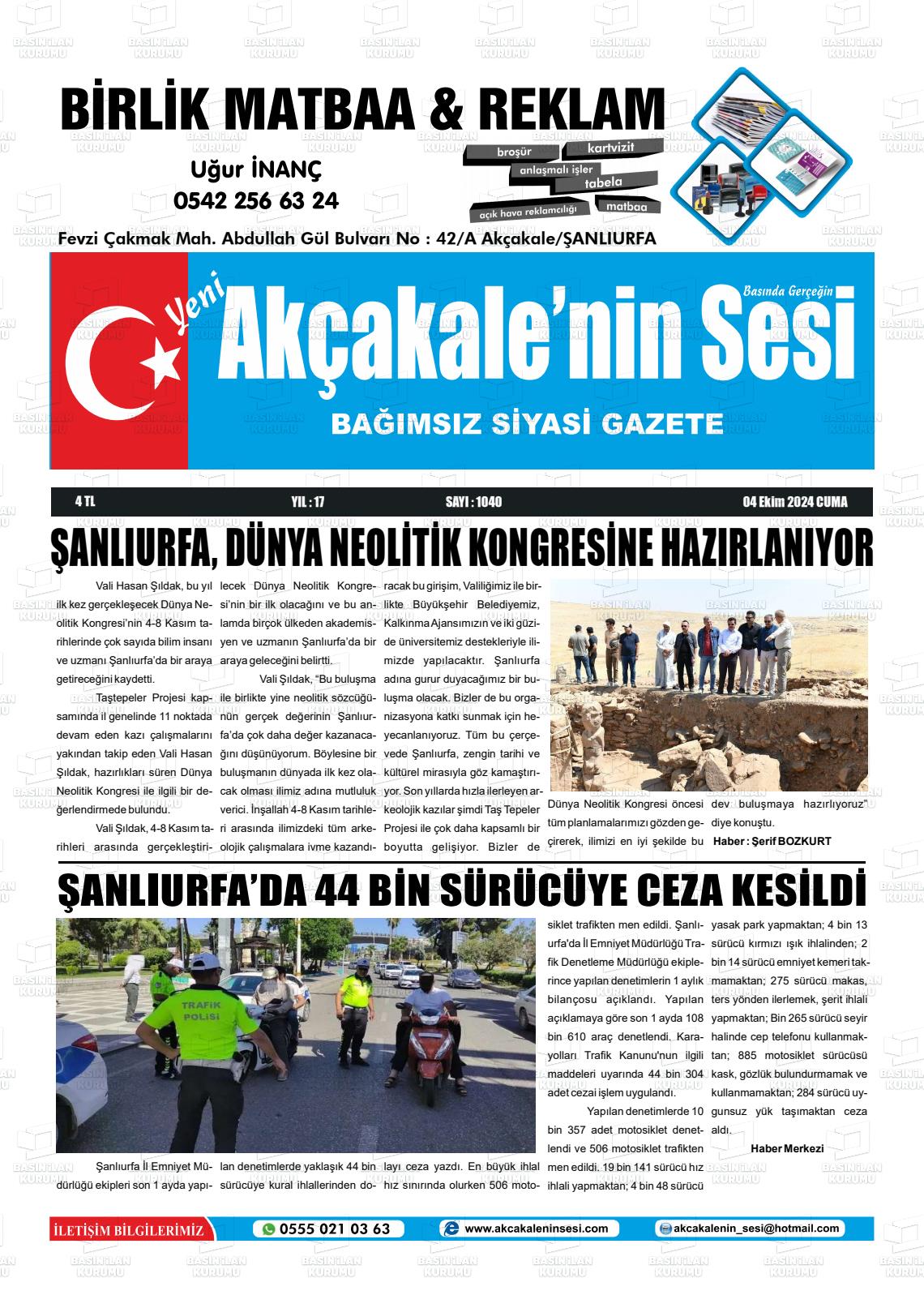 YENİ AKÇAKALENİN SESİ Gazetesi