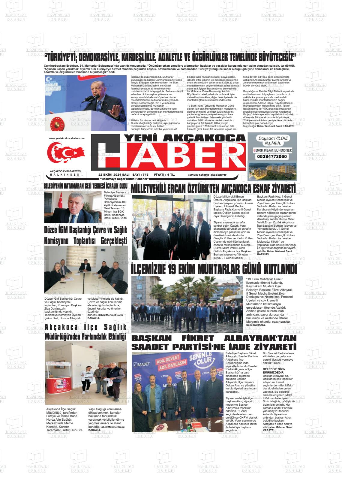 YENİ AKÇAKOCA HABER Gazetesi