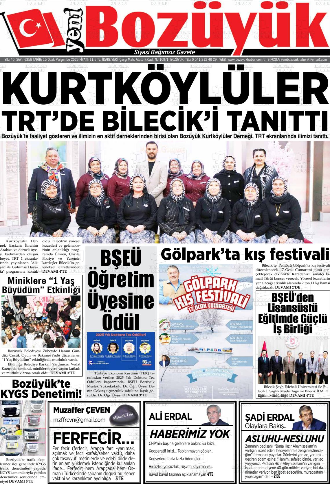 YENİ BOZÜYÜK Gazetesi