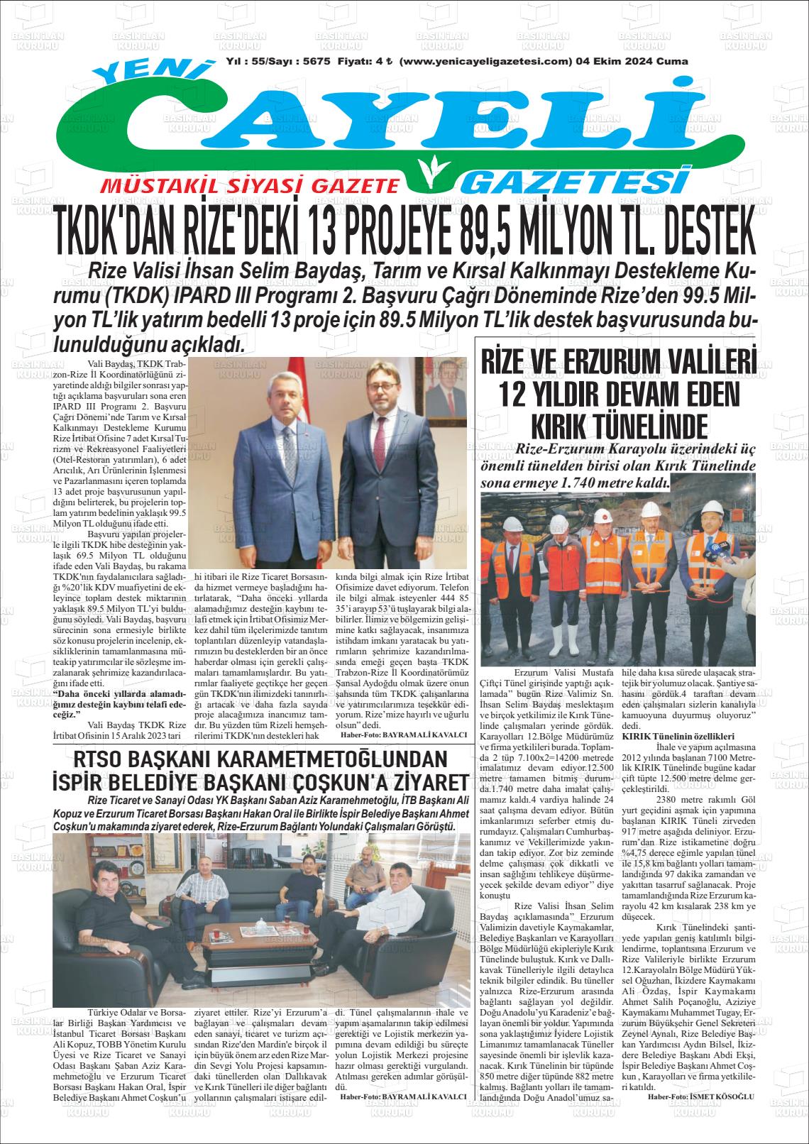 YENİ ÇAYELİ Gazetesi