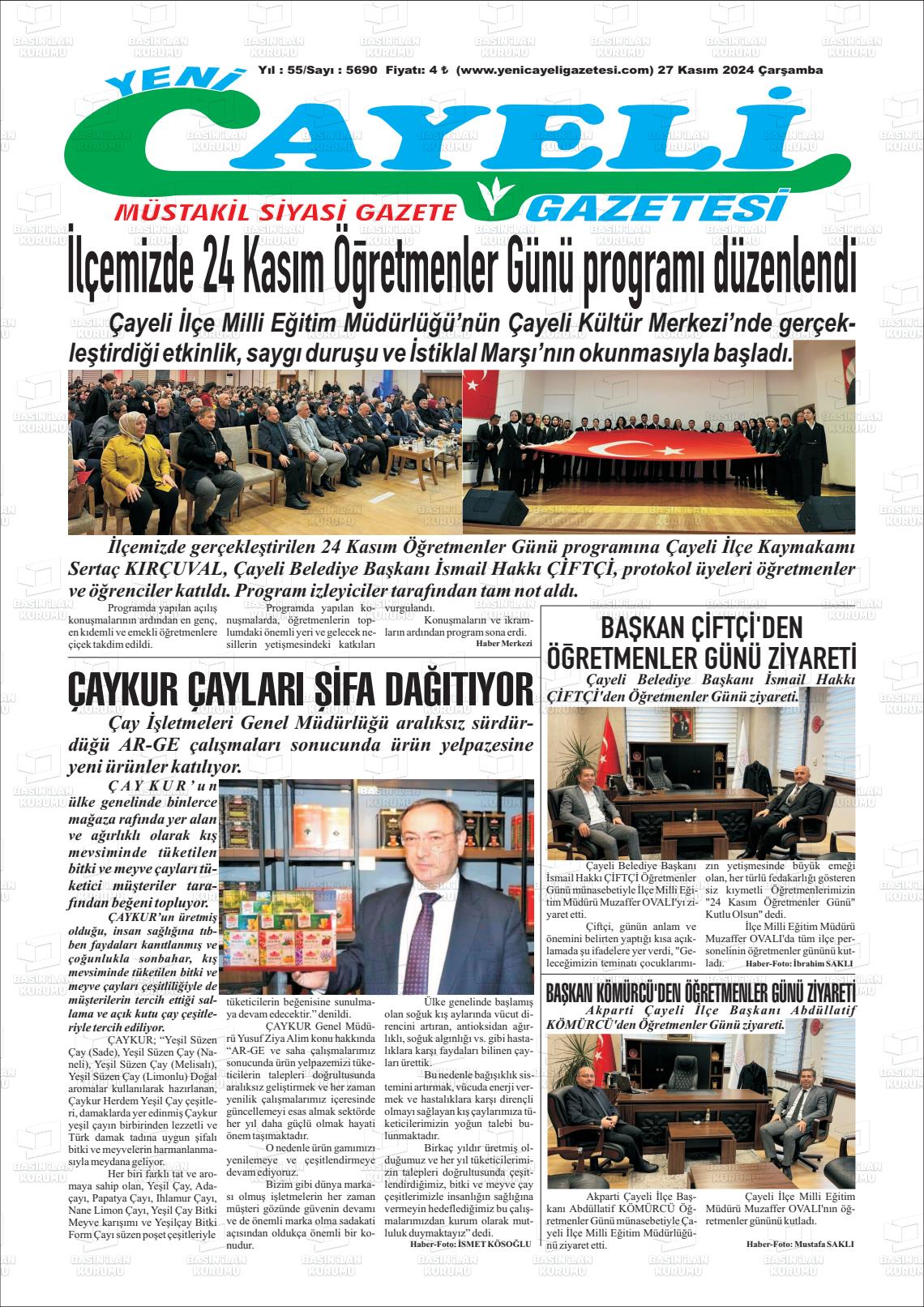 YENİ ÇAYELİ Gazetesi