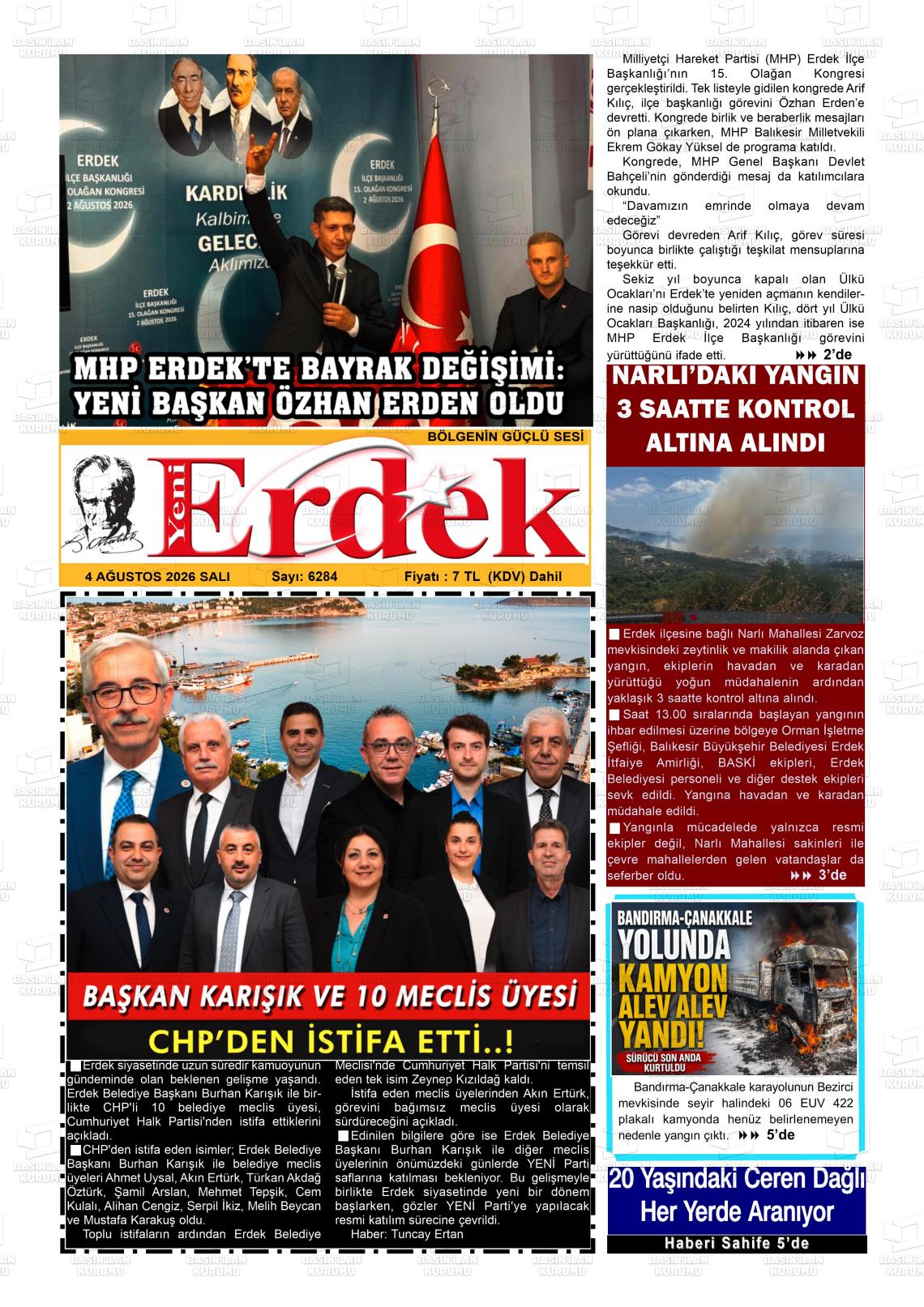 YENİ ERDEK Gazetesi