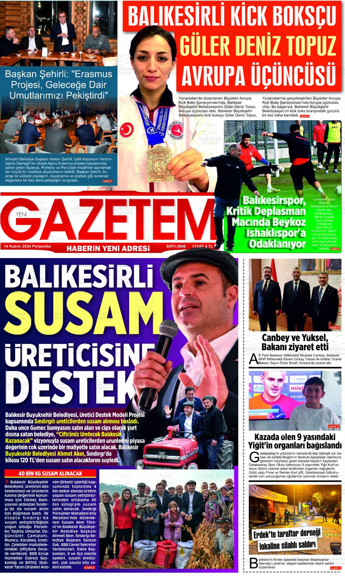 YENİ GAZETEM Gazetesi