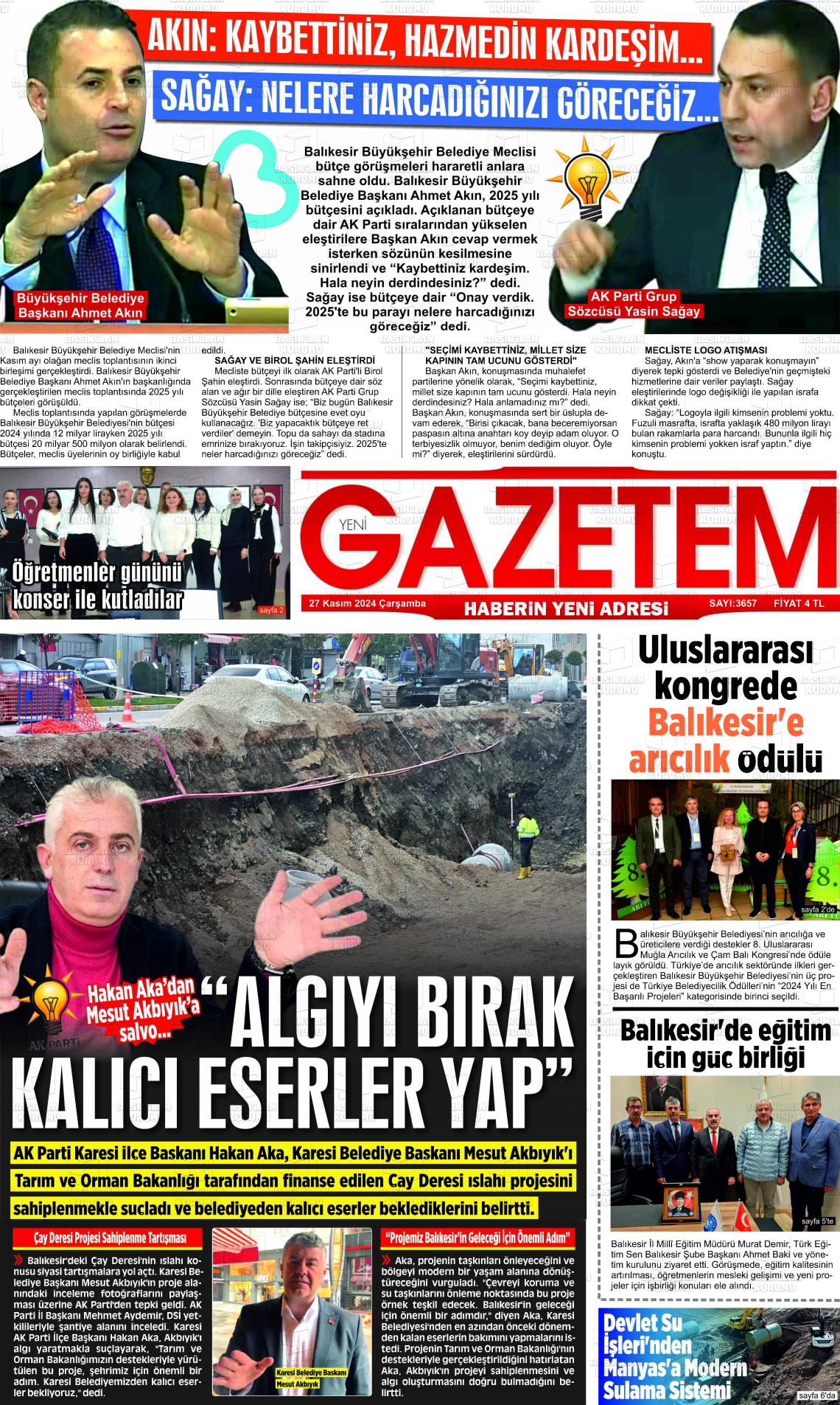 YENİ GAZETEM Gazetesi