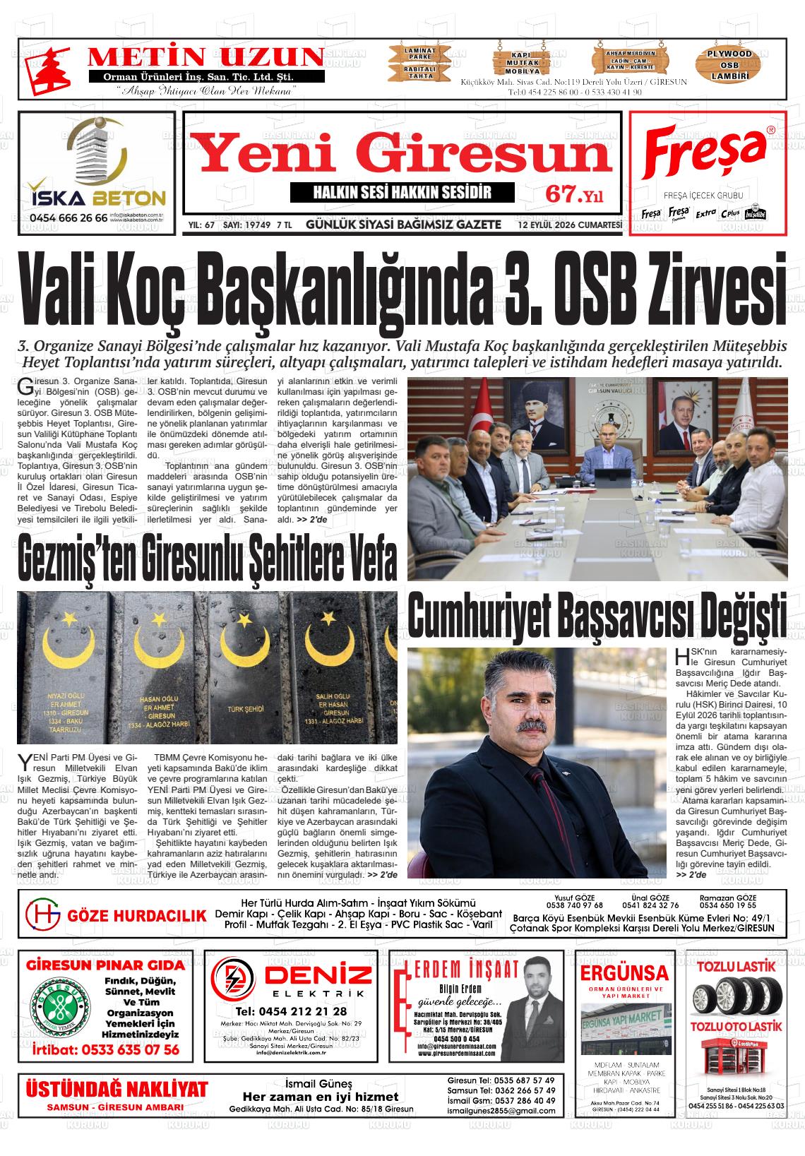 YENİ GİRESUN Gazetesi