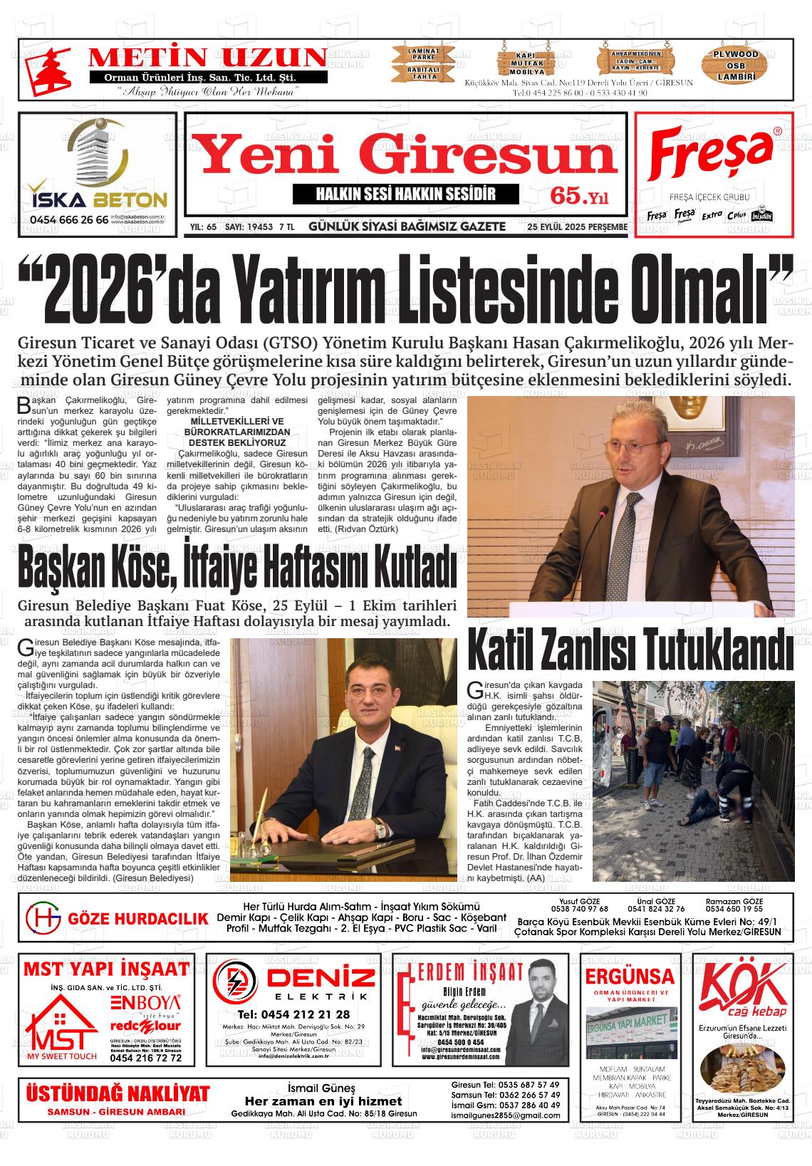 YENİ GİRESUN Gazetesi