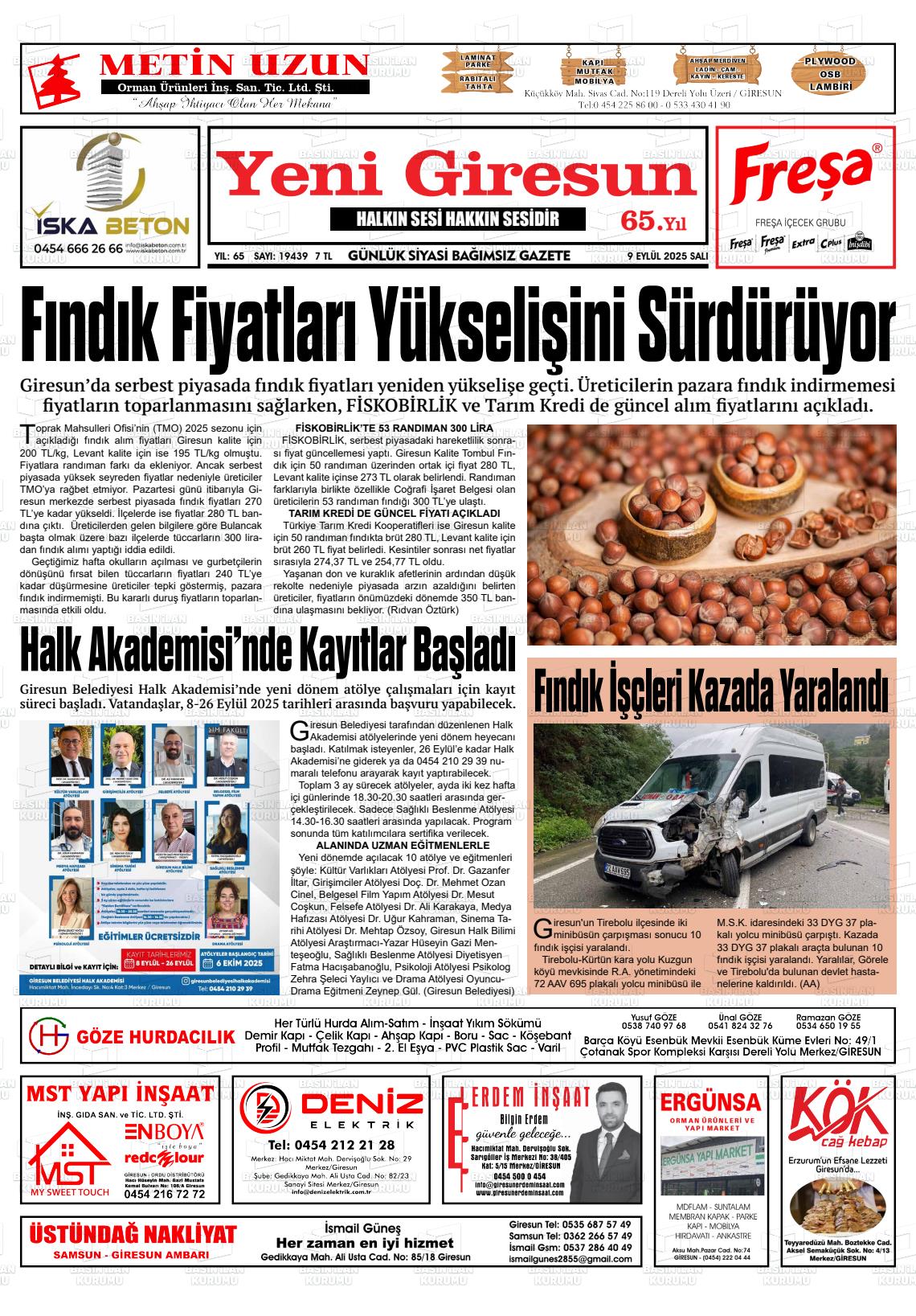 YENİ GİRESUN Gazetesi