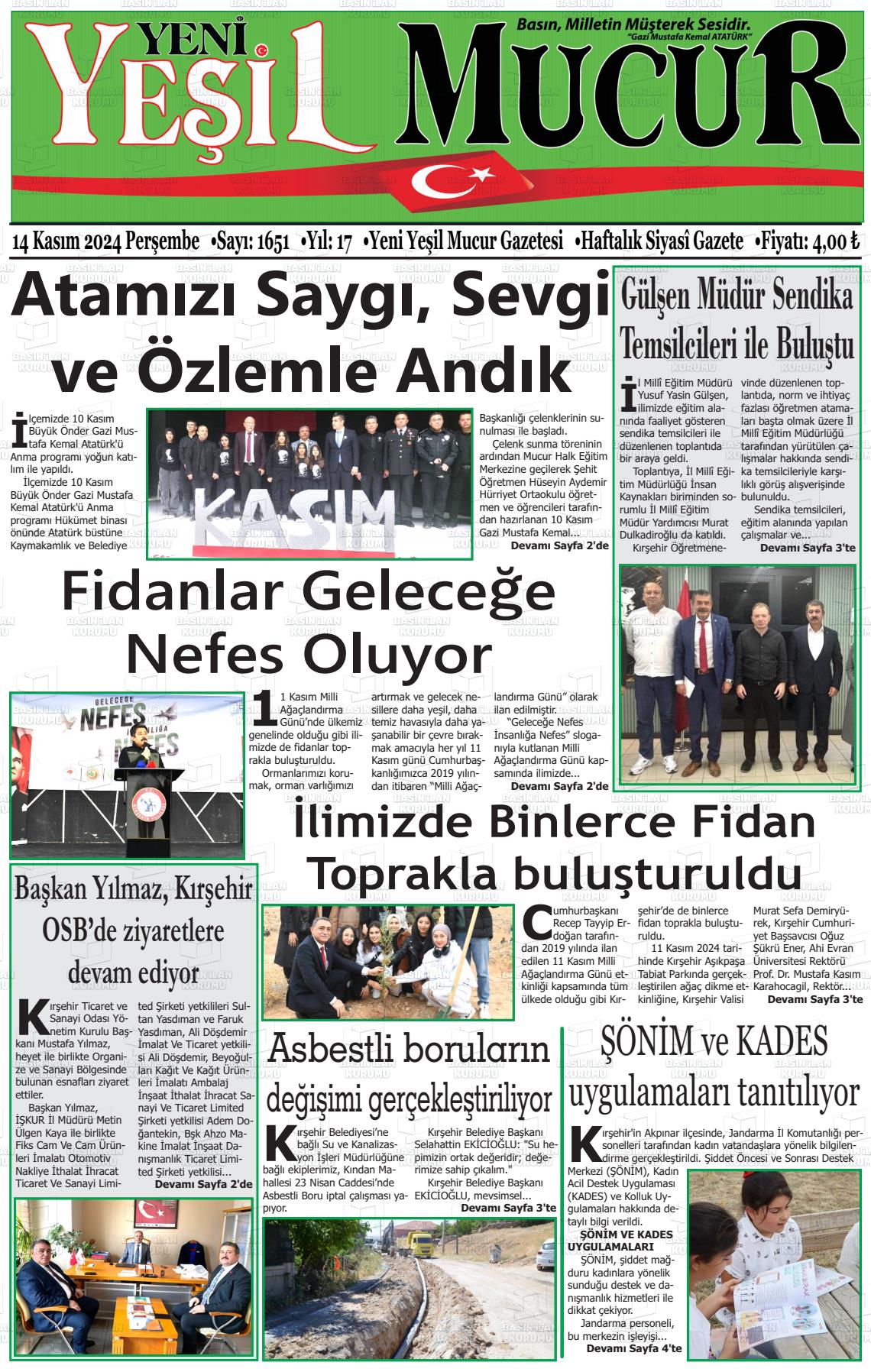 YENİ YEŞİL MUCUR Gazetesi