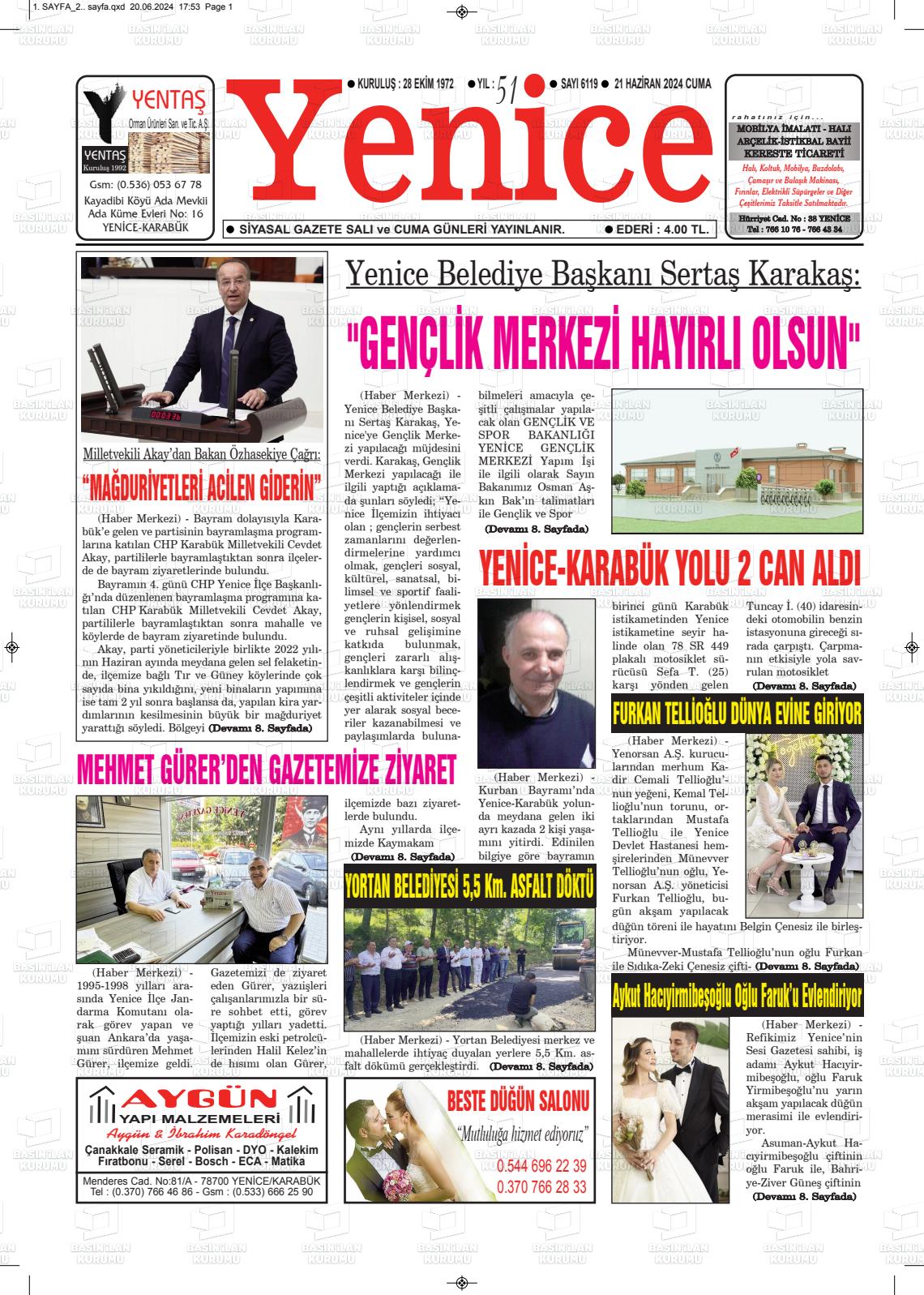 YENİCE Gazetesi