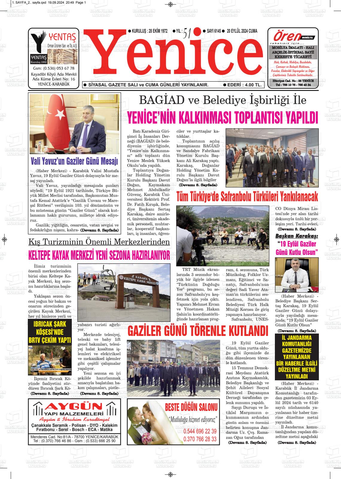 YENİCE Gazetesi