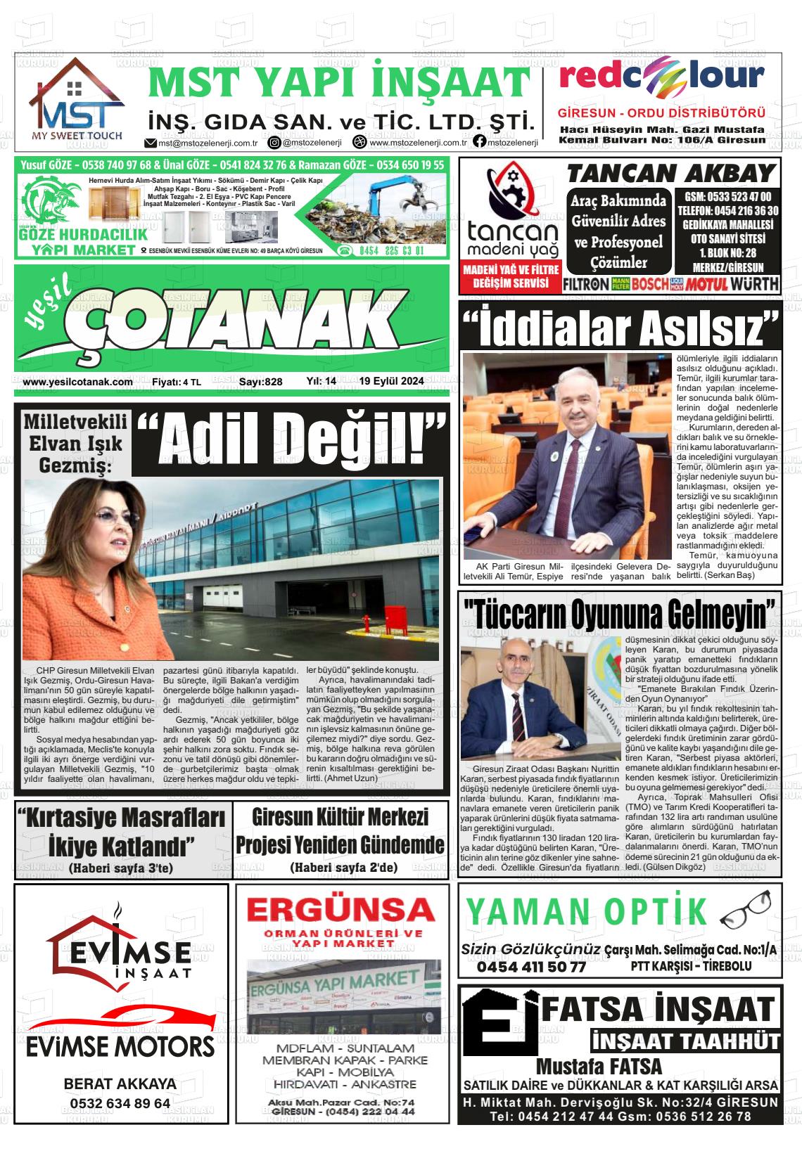 YEŞİL ÇOTANAK Gazetesi