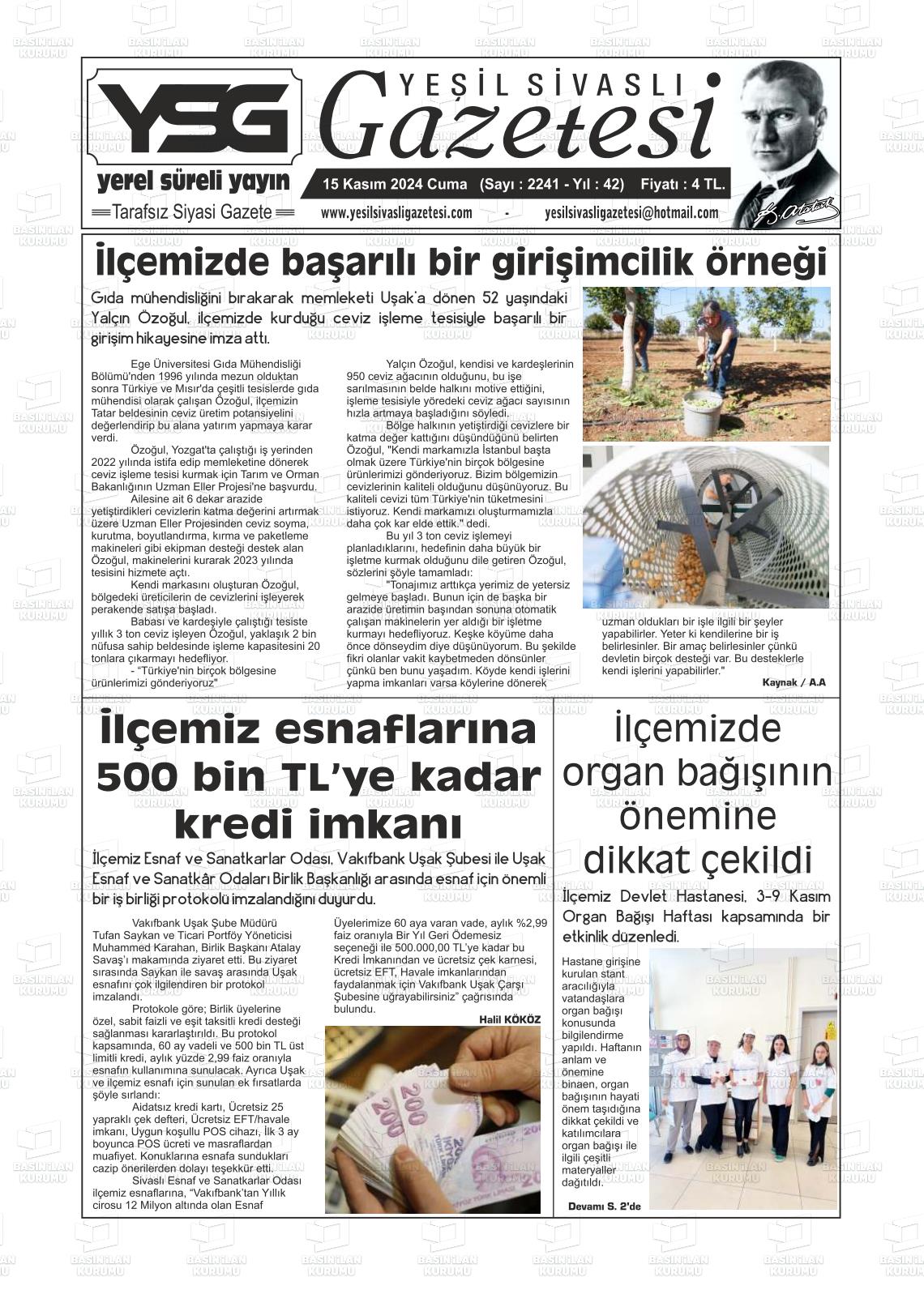 YEŞİL SİVASLI Gazetesi