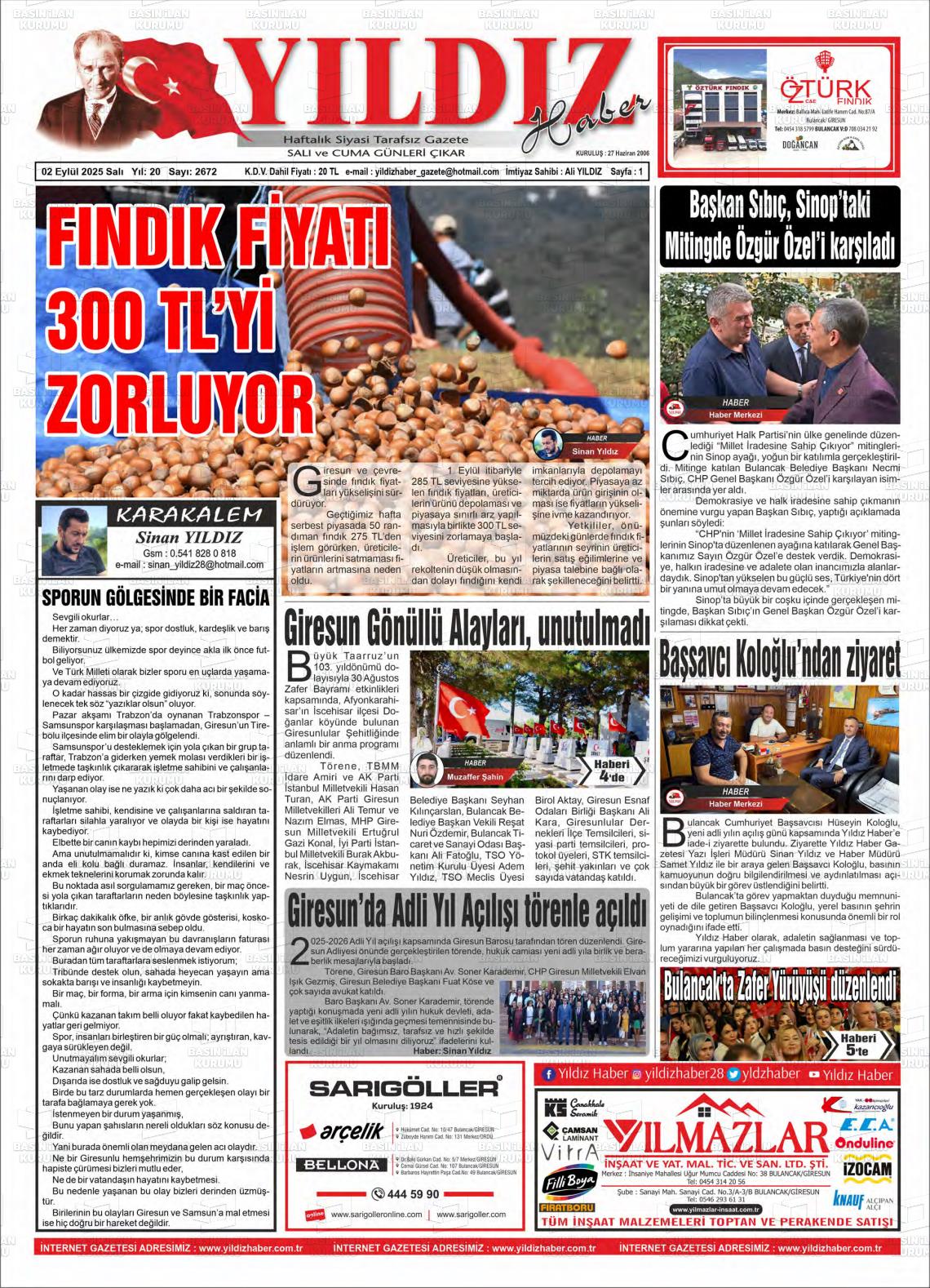 YILDIZ HABER Gazetesi