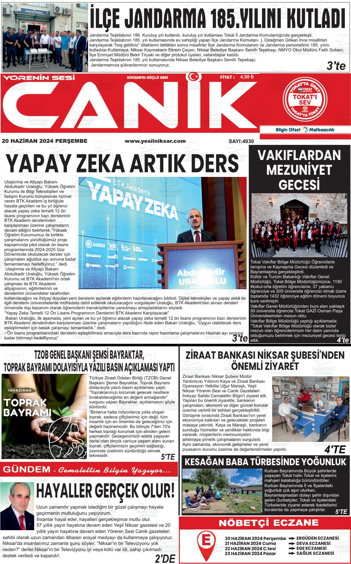 YÖRENİN SESİ CANİK Gazetesi
