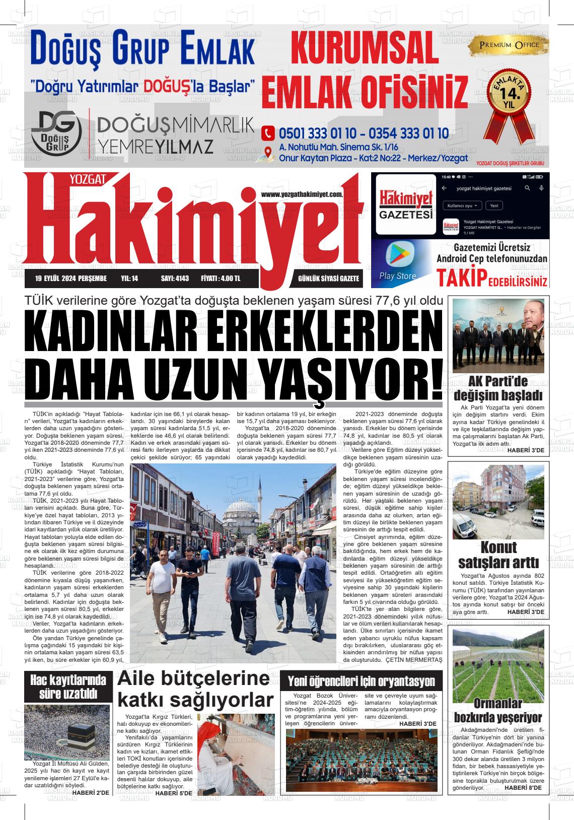 YOZGAT HAKİMİYET Gazetesi